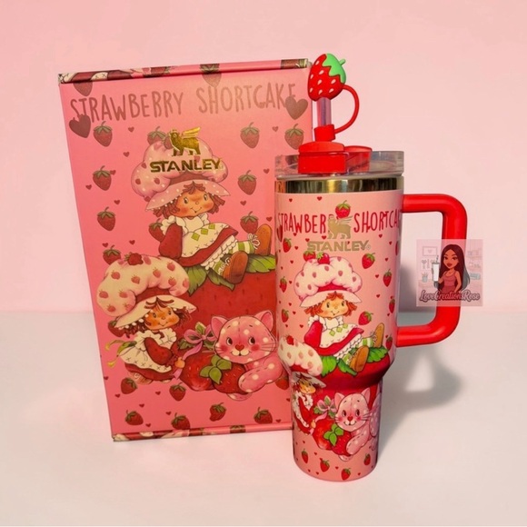 Stanley Red Strawberry Shortcake Tumbler with Straw and Straw Topper - Picture 3 of 4